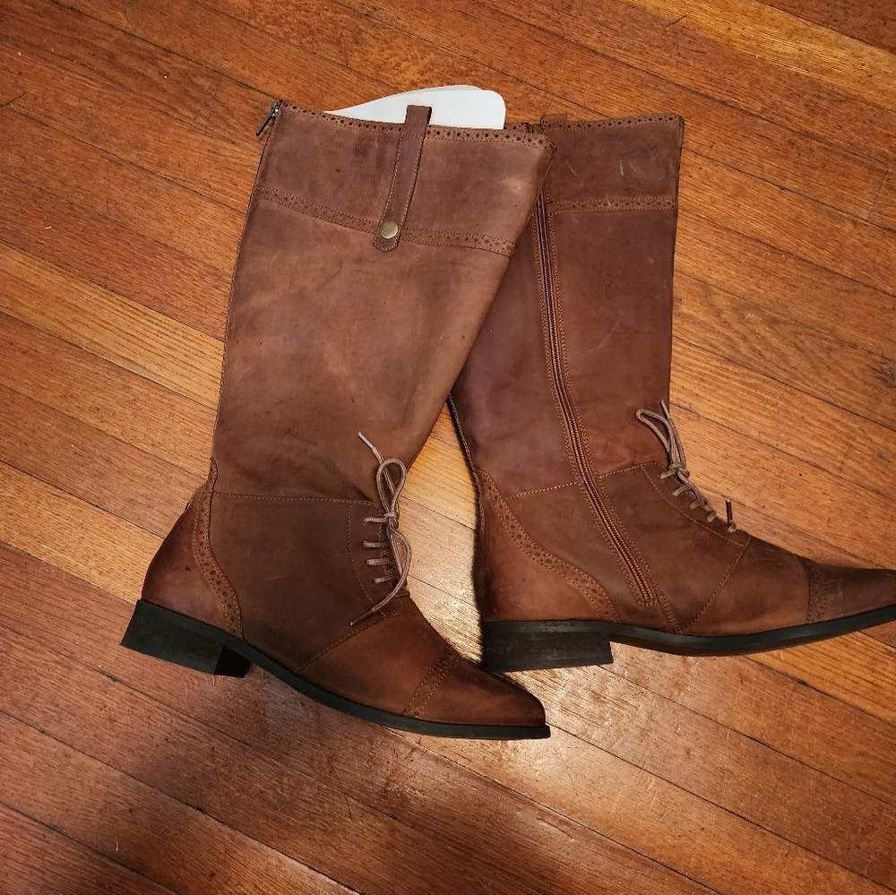 Women's Zip-up Long Boots, Like New UK Size 8 (US 10/10.5)